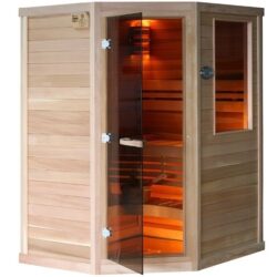 2-3 PERSON HOME SAUNA – MODEL 1416LAC CEDAR CORNER (SHOWROOM MODEL)