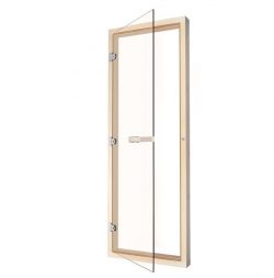 SAUNA DOOR ASPEN 4 SIDED FRAME CLEAR GLASS LEFT or RIGHT OPENING with HORIZONTAL HANDLE