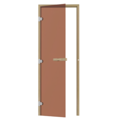 SAUNA DOOR CEDAR 3 SIDED FRAME TINTED BRONZE GLASS LEFT OPENING with HORIZONTAL HANDLE 790 X 1890mm