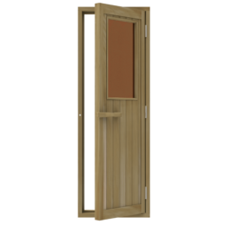 SAUNA DOOR CEDAR 4 SIDED – TINTED GLASS, RIGHT HINGED 690 X 1890mm