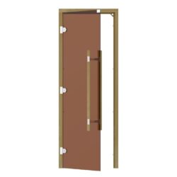 SAUNA DOOR CEDAR 3 SIDED FRAME TINTED BRONZE GLASS LEFT OPENING with VERTICAL HANDLE 690x1890mm