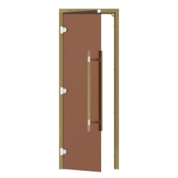 SAUNA DOOR CEDAR 3 SIDED FRAME TINTED BRONZE GLASS LEFT OPENING with VERTICAL HANDLE 790 X 1890mm