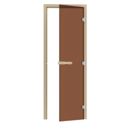 SAUNA DOOR PINE with BRONZE GLASS 3 SIDED FRAME RIGHT OPENING SAWO