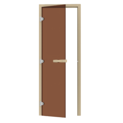 SAUNA DOOR PINE with BRONZE GLASS 3 SIDED FRAME  LEFT OPENING SAWO