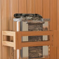 6kW CUMULUS PREMIUM STAINLESS STEEL SAUNA HEATER with FINNISH SOAP STONE and BASE CONTROLS SAWO