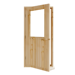 SAUNA DOOR NORDIC SPRUCE 4 SIDED FRAME CLEAR GLASS WINDOW LEFT OPENING with HORIZONTAL HANDLE SAWO