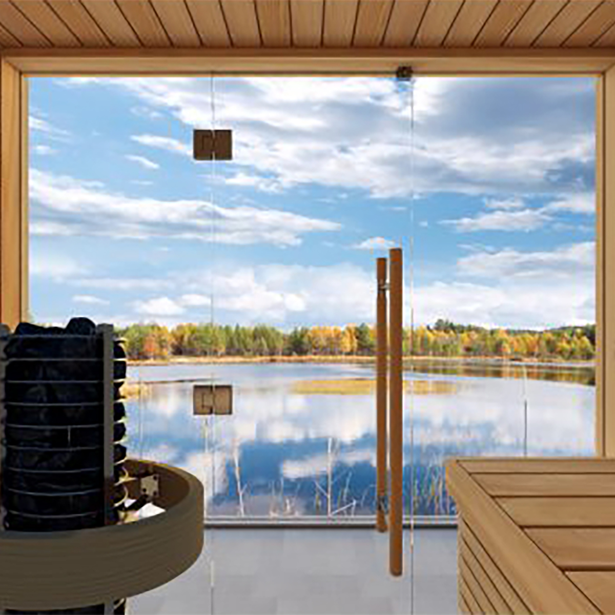 Get the perfect view from your very own home sauna with a full glass aspect